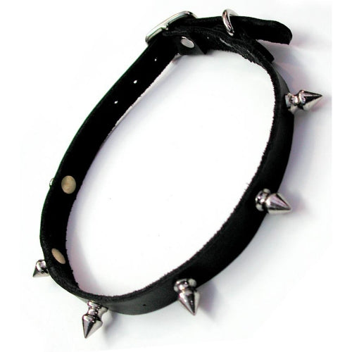 Spiked Leather Choker w/ D-Ring