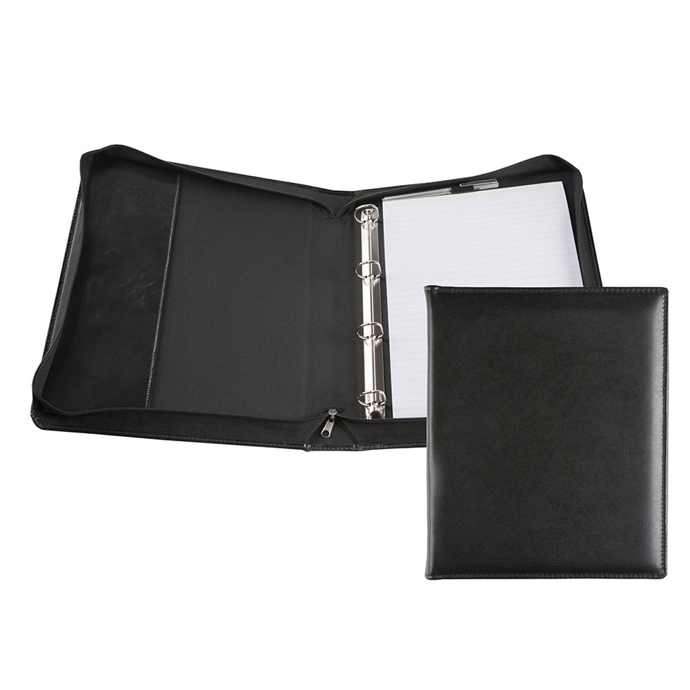 Leather A4 Zipped Ring Binder With Coordinating Leather Interior Pockets