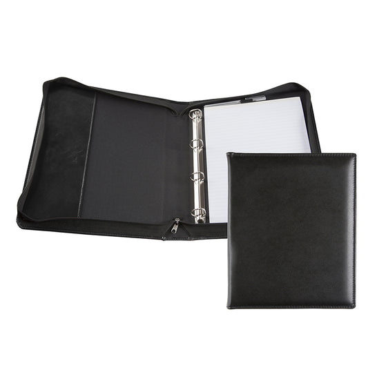 Leather A4 Zipped Ring Binder With Coordinating Leather Interior Pockets